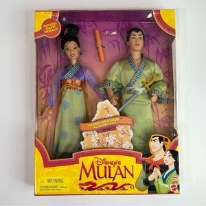 🆕 1997 Mattel Disney Mulan & Shang Hearts of Honor 2 Doll Set